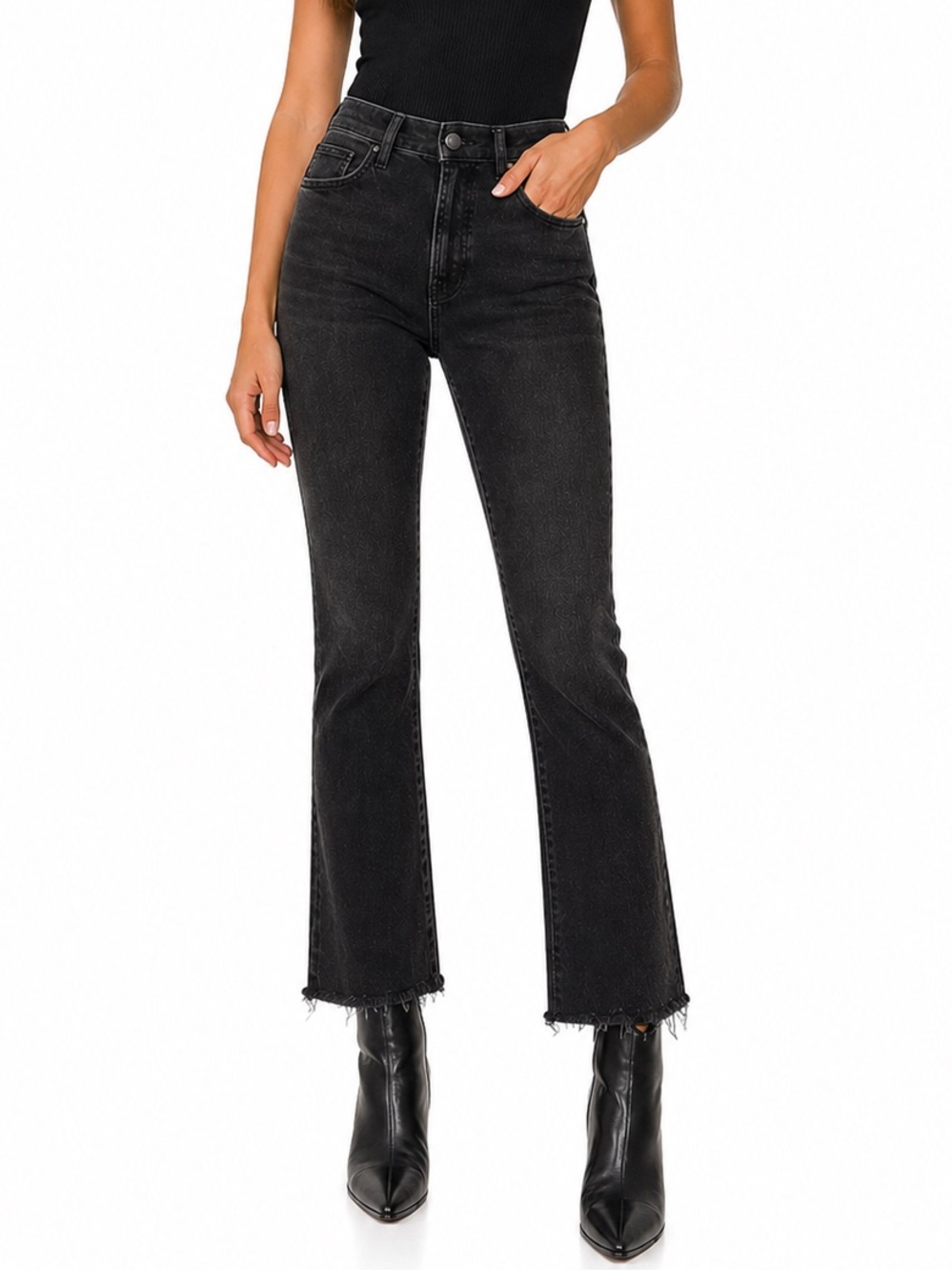 MOTHER Hustler Ankle Fray in Not Guilty Jeans Black High Rise Size 24 (US2)